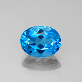 2.28 ct Blue Topaz Gemstone, Topaz Gem in Oval Facet Shape for Sale.
