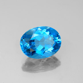2.28 ct Blue Topaz Stone, Natural Topaz in Oval Facet Shape for Sale