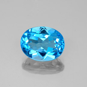 2.44 ct Blue Topaz Gemstone, Topaz Gem in Oval Facet Shape for Sale.
