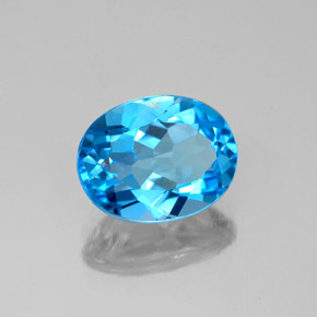 2.44 ct Blue Topaz Stone, Natural Topaz in Oval Facet Shape for Sale