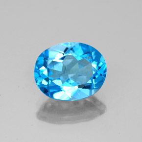 2.36 ct Blue Topaz Gemstone, Topaz Gem in Oval Facet Shape for Sale.