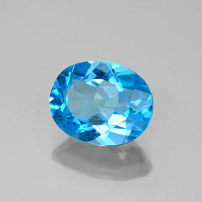 2.36 ct Blue Topaz Stone, Natural Topaz in Oval Facet Shape for Sale