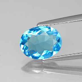 1.84 ct Blue Topaz Gemstone, Topaz Gem in Oval Facet Shape for Sale.