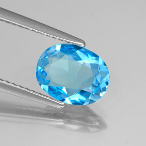 1.84 ct Blue Topaz Stone, Natural Topaz in Oval Facet Shape for Sale