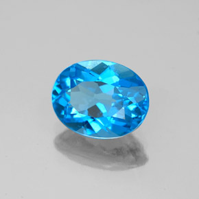 2.25 ct Blue Topaz Stone, Natural Topaz in Oval Facet Shape for Sale