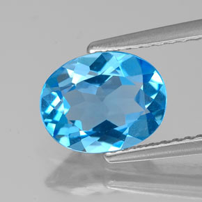 1.85 ct Swiss Blue Topaz Gemstone, Topaz Gem in Oval Facet Shape for Sale.