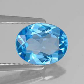 1.85 ct Swiss Blue Topaz Stone, Natural Topaz in Oval Facet Shape for Sale