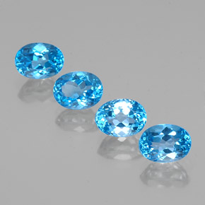7.30 ctw Blue Topaz Gemstones, Topaz Gems in Oval Facet Shape for Sale.