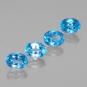 7.30 ctw Blue Topaz Stones, Natural Topaz in Oval Facet Shape for Sale