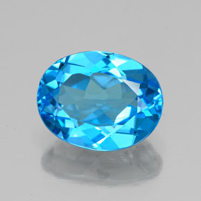2.18 ct Blue Topaz Gemstone, Topaz Gem in Oval Facet Shape for Sale.