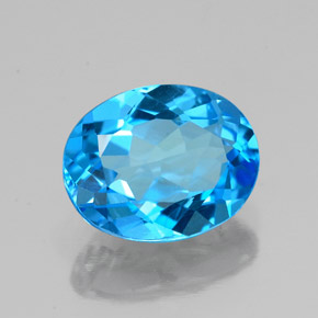2.18 ct Blue Topaz Stone, Natural Topaz in Oval Facet Shape for Sale