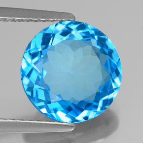 3.90 ct Blue Topaz Stone, Natural Topaz in Round Facet Shape for Sale