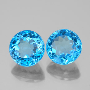 5.07 ct Blue Topaz Stone, Natural Topaz in Round Facet Shape for Sale