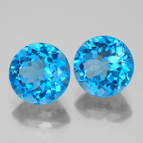 4.76 ct Swiss Blue Topaz Stone, Natural Topaz in Round Facet Shape for Sale