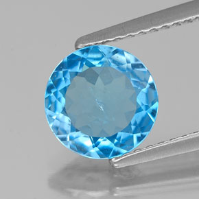 1.77 ct Blue Topaz Gemstone, Topaz Gem in Round Facet Shape for Sale.