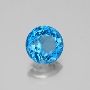 2.34 ct Blue Topaz Stone, Natural Topaz in Round Facet Shape for Sale