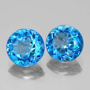 4.40 ct Blue Topaz Stone, Natural Topaz in Round Facet Shape for Sale
