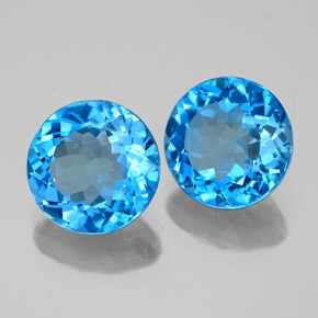 4.32 ct Blue Topaz Stone, Natural Topaz in Round Facet Shape for Sale