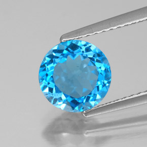 2.06 ct Blue Topaz Gemstone, Topaz Gem in Round Facet Shape for Sale.