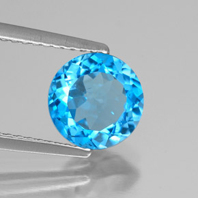 2.06 ct Blue Topaz Stone, Natural Topaz in Round Facet Shape for Sale