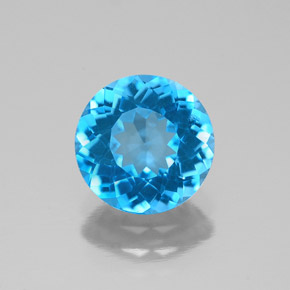 2.11 ct Blue Topaz Stone, Natural Topaz in Round Facet Shape for Sale