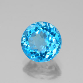 2.43 ct Blue Topaz Stone, Natural Topaz in Round Facet Shape for Sale