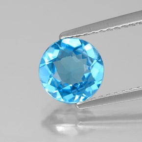 1.58 ct Blue Topaz Gemstone, Topaz Gem in Round Facet Shape for Sale.
