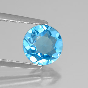 1.58 ct Blue Topaz Stone, Natural Topaz in Round Facet Shape for Sale