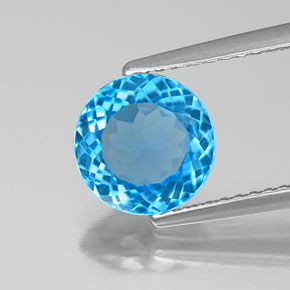 2.09 ct Blue Topaz Gemstone, Topaz Gem in Round Facet Shape for Sale.