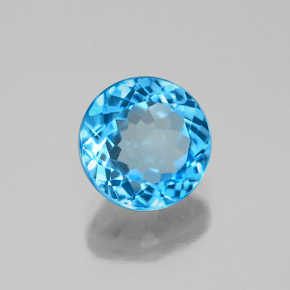 2.15 ct Blue Topaz Stone, Natural Topaz in Round Facet Shape for Sale