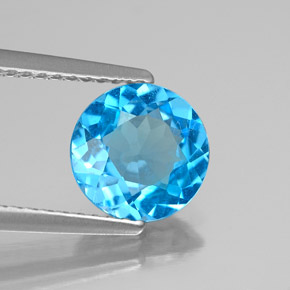 1.68 ct Blue Topaz Stone, Natural Topaz in Round Facet Shape for Sale