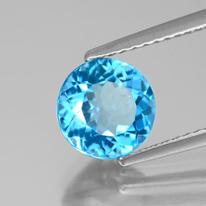 2.12 ct Blue Topaz Stone, Natural Topaz in Round Facet Shape for Sale