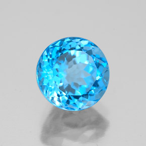 2.92 ct Blue Topaz Stone, Natural Topaz in Round Facet Shape for Sale