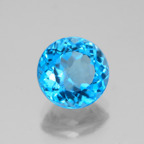 2.53 ct Blue Topaz Stone, Natural Topaz in Round Facet Shape for Sale