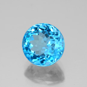 2.61 ct Blue Topaz Stone, Natural Topaz in Round Facet Shape for Sale