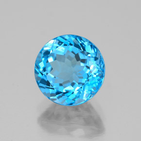 2.56 ct Blue Topaz Stone, Natural Topaz in Round Facet Shape for Sale