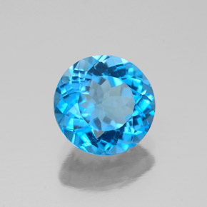 2.26 ct Blue Topaz Stone, Natural Topaz in Round Facet Shape for Sale