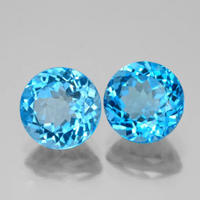 4.76 ct Swiss Blue Topaz Stone, Natural Topaz in Round Facet Shape for Sale