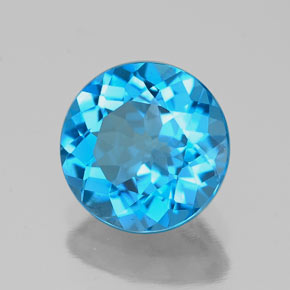 1.87 ct Blue Topaz Stone, Natural Topaz in Round Facet Shape for Sale