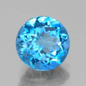 2.44 ct Blue Topaz Stone, Natural Topaz in Round Facet Shape for Sale