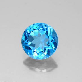 2.08 ct Blue Topaz Stone, Natural Topaz in Round Facet Shape for Sale