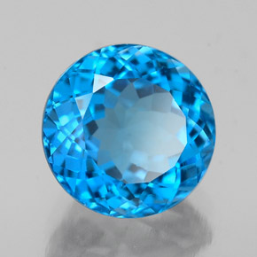 2.55 ct Blue Topaz Stone, Natural Topaz in Round Facet Shape for Sale