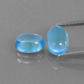 2.47 ct Blue Topaz Gemstone, Topaz Gem in Oval Cabochon Shape for Sale.