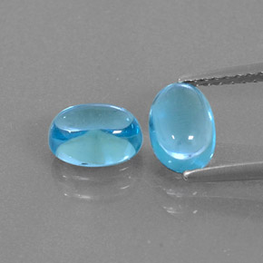 2.44 ct Blue Topaz Gemstone, Topaz Gem in Oval Cabochon Shape for Sale.