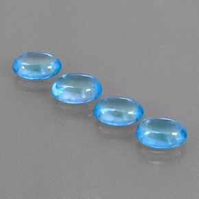 3.37 ct Blue Topaz Gemstone, Topaz Gem in Oval Cabochon Shape for Sale.