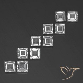 7.49 ctw White Topaz Stones, Natural Topaz in Square Facet Shape for Sale