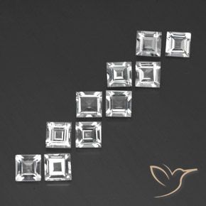 6.97 ctw White Topaz Stones, Natural Topaz in Square Facet Shape for Sale