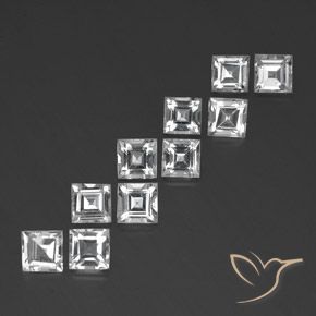 7.97 ctw White Topaz Stones, Natural Topaz in Square Facet Shape for Sale