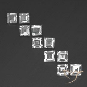 7.10ctw Natural White Topaz, Square, VVS-VS