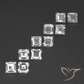 7.10 ctw White Topaz Stones, Natural Topaz in Square Facet Shape for Sale